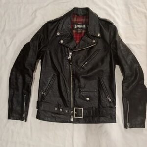 Schott NYC Black Leather Biker Jacket